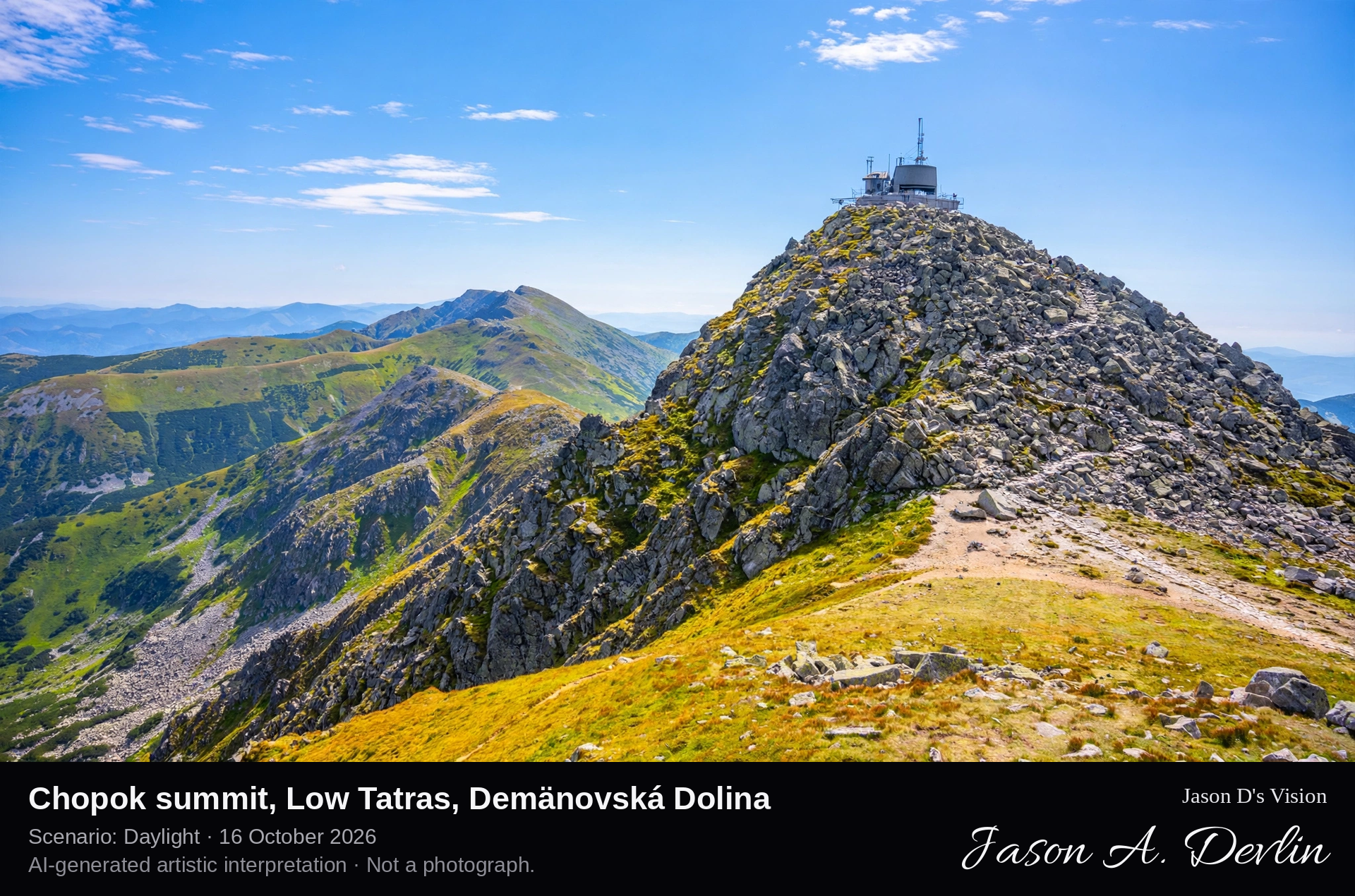 AI-generated artistic interpretation of Chopok summit, Low Tatras, Demänovská Dolina, Slovakia.