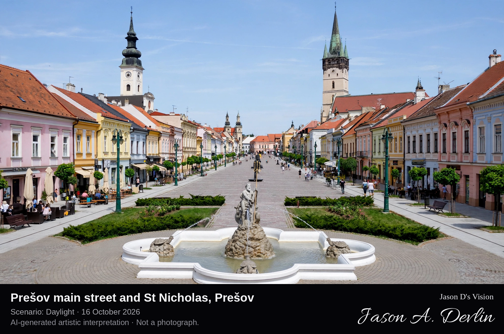 Prešov main street and St Nicholas, Prešov