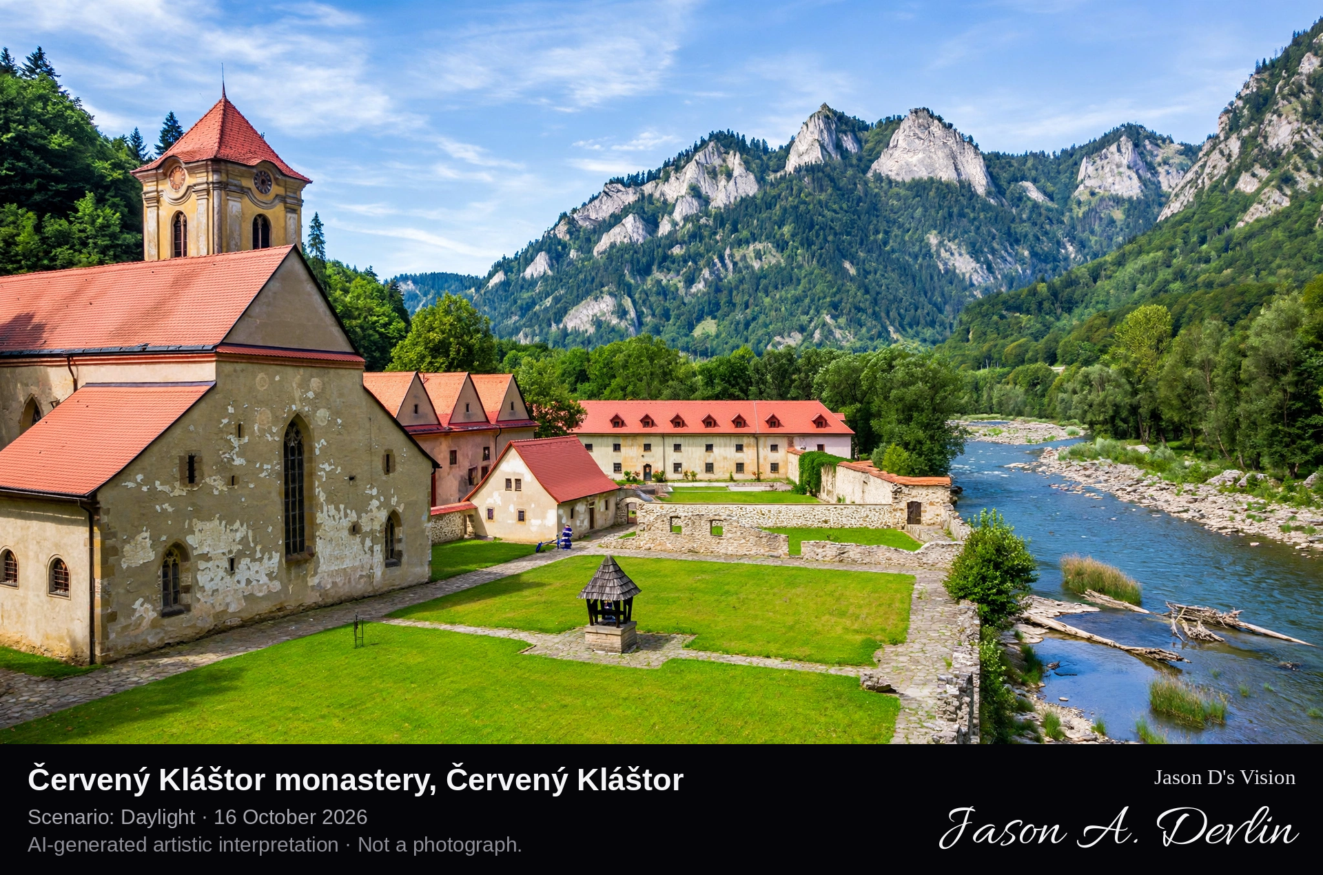 AI-generated artistic interpretation of Červený Kláštor monastery, Červený Kláštor, Slovakia.